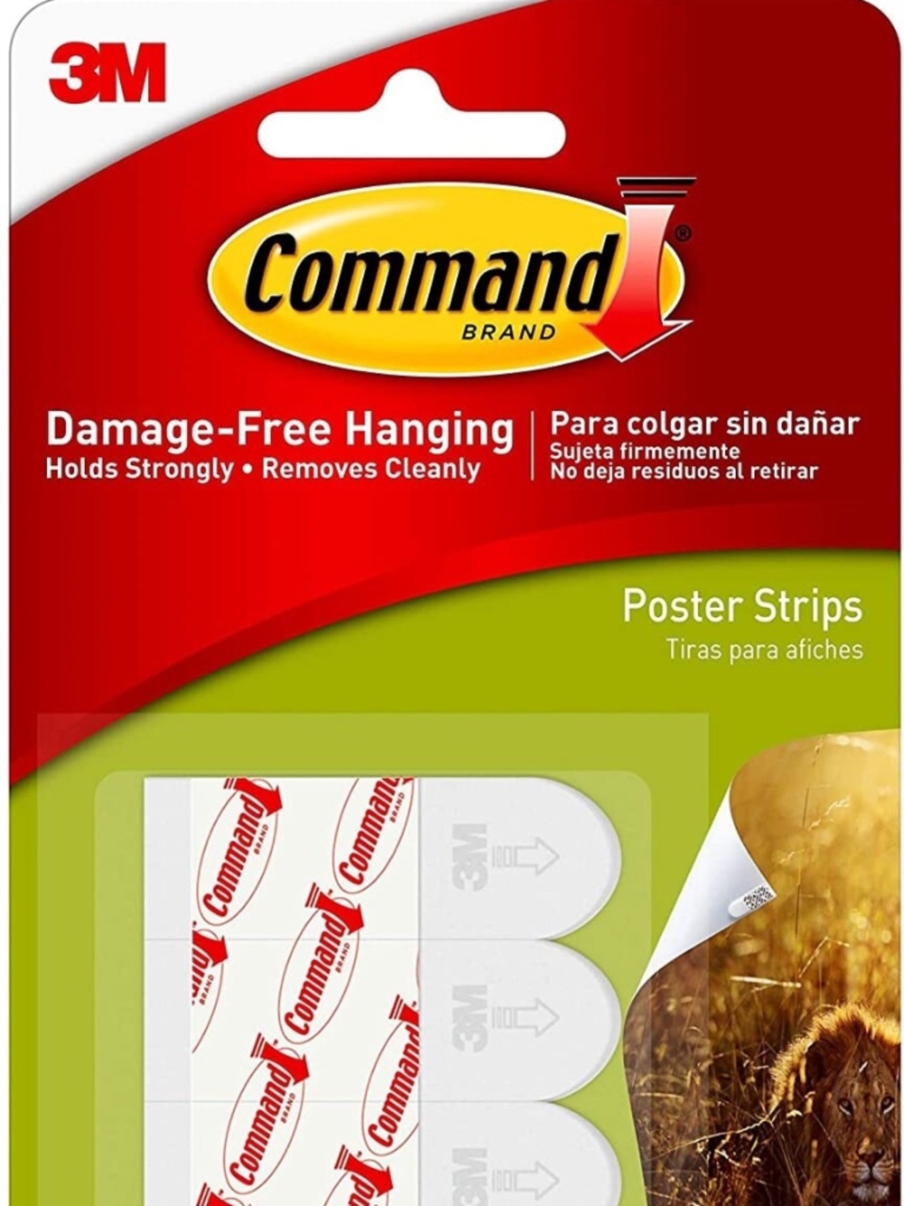 3M Command Poster Strips, White, 1-Pack, 12 Strips Total (17024ES)